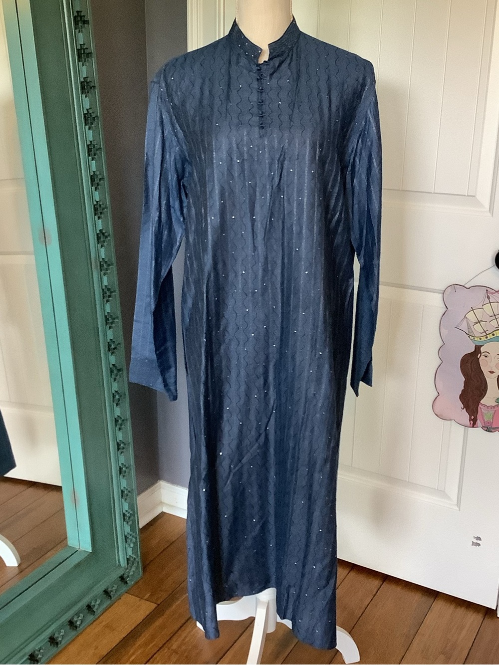 Akkriti Denim Kurta with Mandarin Collar- Unisex- Size 38